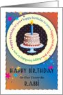 Happy Birthday to Rabbi, cake, candle card