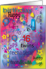 Happy Birthday, Teen Twins, 16, boy, girl card