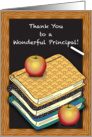 Thank You, school principal, books, apples card