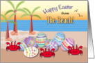 Easter, beach, ocean, crabs, eggs card