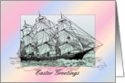 Easter, nautical theme, ship drawing card