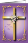 Mother’s Day, religious, gold cross card