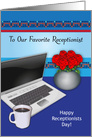 Receptionists Day, May 10th, laptop, coffee card
