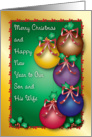 Merry Christmas, son and wife, ornaments card