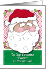 Christmas Card for Tween, Santa, holly card