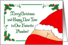 Christmas Card for Plumber, Santa card