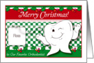 Merry Christmas to Orthodontist, happy tooth card