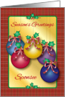 Christmas for Sponsee, ornaments, holly card