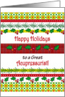 Christmas for Acupressurist, holly, patterns card