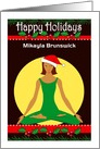 Personalized Holiday Yoga, holly card