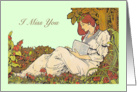 Missing You, Art Nouveau, lady reading card