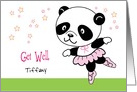 Custom Name Get Well, panda ballet dancer card