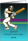 Custom Name Get Well, Cricket Player card