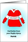 Custom Name Feel Better, rugby injury, shirt card