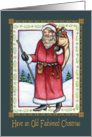 Old Fashioned Santa, bag of toys card