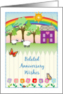 Belated Anniversary, humor, folk art theme card