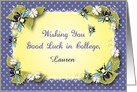 Custom Name Gift Card, good luck in college, bees card