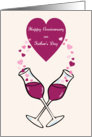 Anniversary on Father’s Day, wine, hearts card