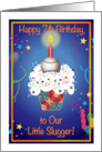 7th Birthday, baseball, cupcake, candle card