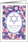 Hanukkah, flowers, Star of David card