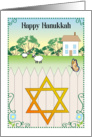 Happy Hanukkah, folk art, Star of David card