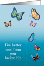 Feel better, broken hip, bookmark, butterflies card