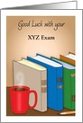 Custom Good Luck on Exam, books, coffee card