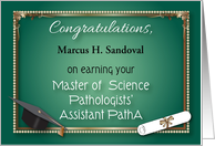 Custom Name Congratulations, Master of Science, Pathologists’ Assist. card