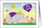 Happy One & a Half Birthday, elephant, balloon card
