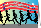 Good Luck on Military Marathon, runners, stripes, stars card