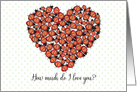 Love/Romance ladybugs, heart card