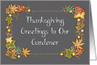 Thanksgiving for Gardener, leaves, vines, chalkboard card