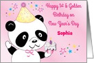 Custom Name 1st & Golden New Year’s Day Birthday for girl card