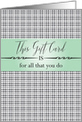 Thank You, Gift Card Enclosed, gingham check card