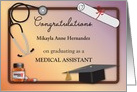 Congratulations, Custom Name, Medical Assistant Graduation, Diploma card