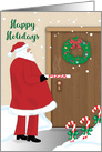 Happy Holidays for Pizza Delivery Man, Santa, Wreath card