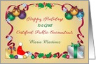 Custom Happy Holidays for CPA, Holly, Ribbon card