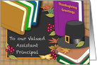 Thanksgiving for Assistant Principal, Books, Pilgrim Hat card