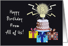 Birthday for Electrician, From All of Us, Blank card