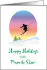 Happy Holidays for Snow Skier, Snow, Trees card