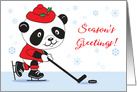 Season’s Greetings for Ice Hockey Fan, Panda card