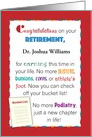 Custom Name Podiatrist Retirement, Bucket List card