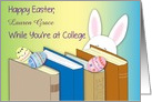 Custom Name Easter for Student at College, Books, Bunny card