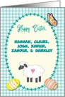 Custom Name Easter Gift Enclosed, Lamb, Eggs card