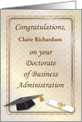 Custom Name Congratulations, Doctorate of Business Administration card