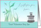 Custom Name Spa Gift Card, Water Plants, Dragonfly card