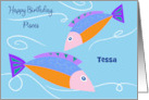 Custom Name Pisces Birthday Abstract Fish card
