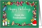 Custom Butterflies Happy Holidays, Red Ribbon card