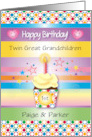 Custom Birthday for Twin Great Grandchildren Cupcake card