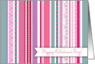 Striped Patterned Sponsee Happy Valentine’s Day card
